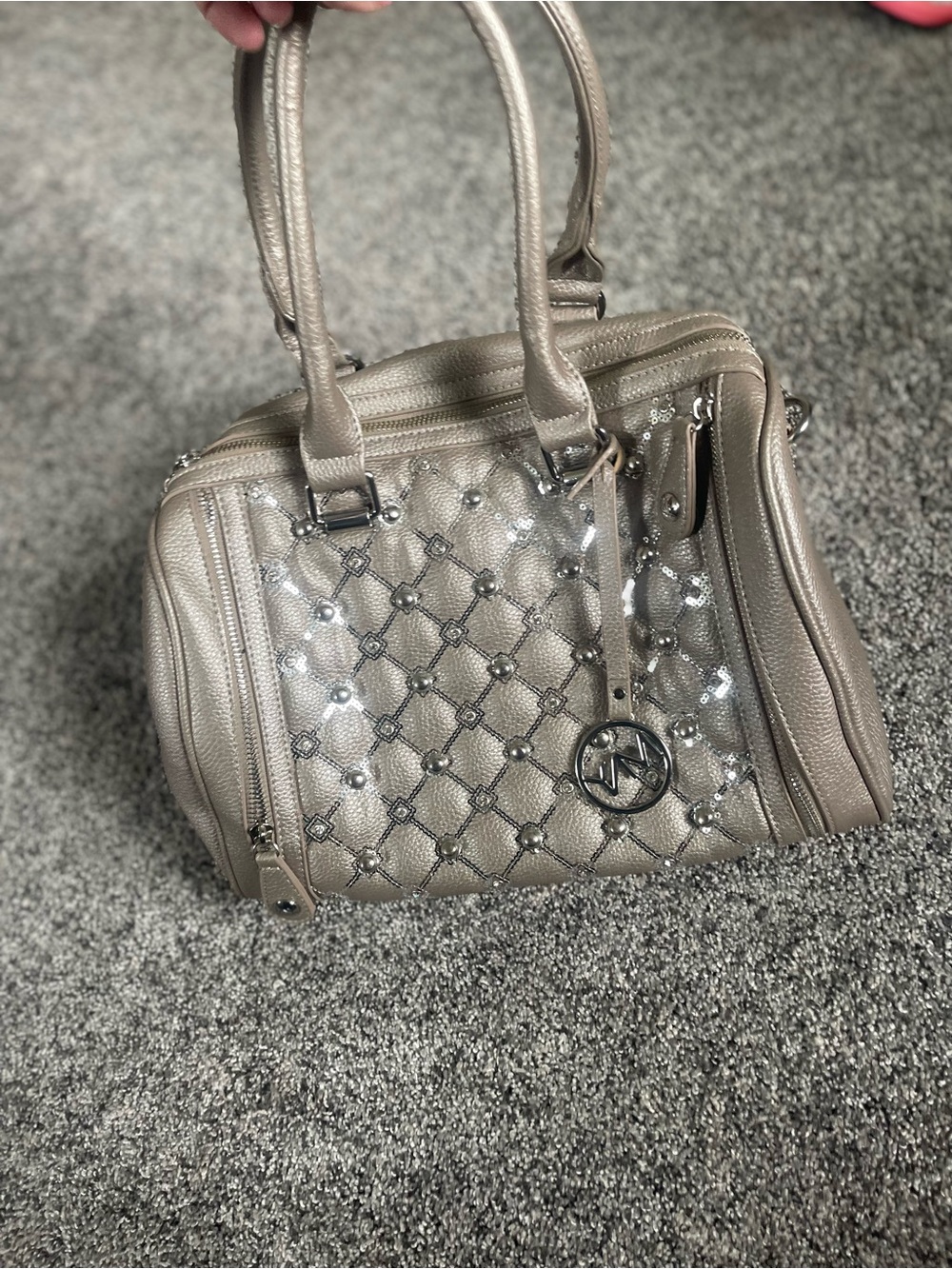 Marc New York Metallic Quilted Satchel in Silver